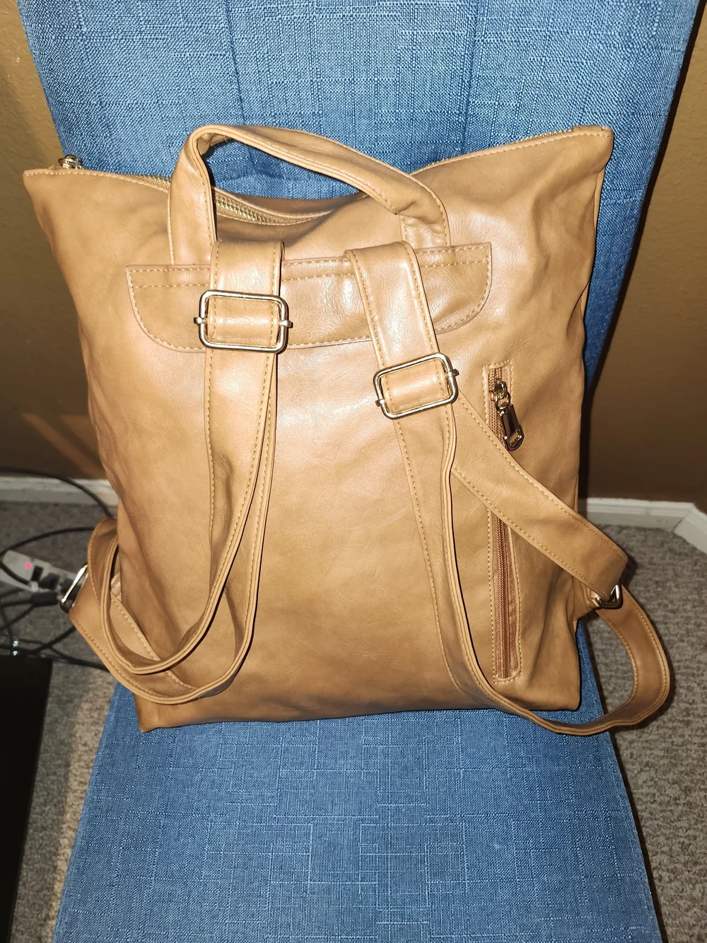 Cognac Leather Backpack/Tote Bag